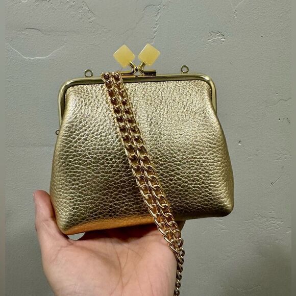 Handmade Genuine Premium Pebble Leather Candy Kisslock Clutch & 2 Chain Styles - Picture 12 of 15